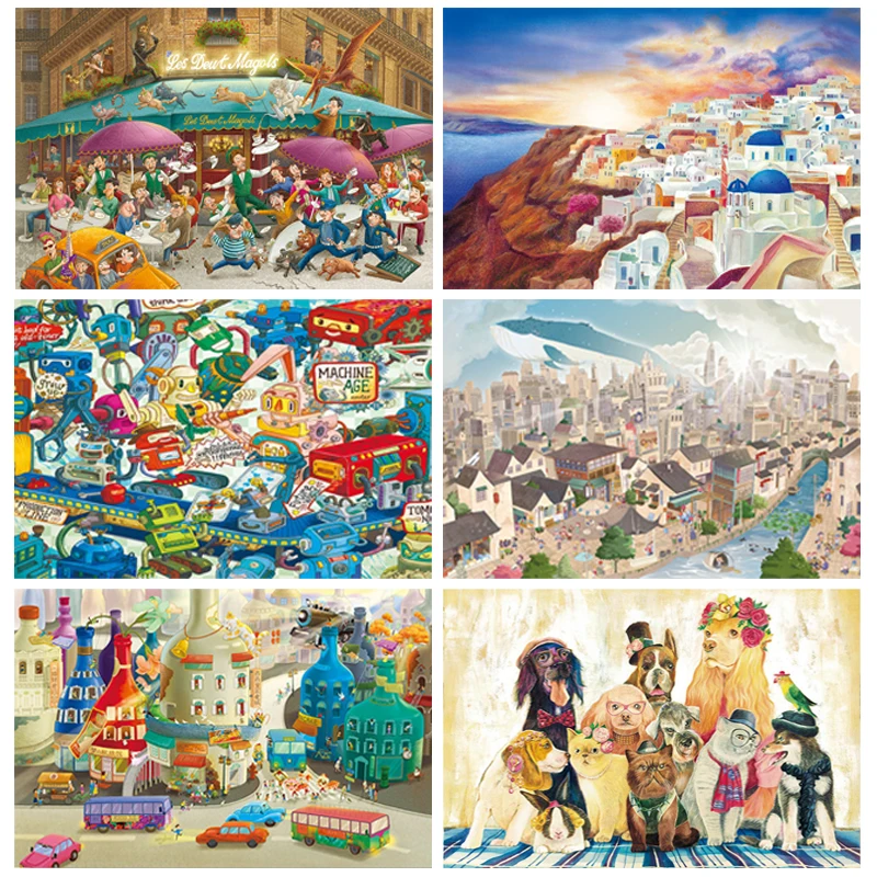 

Finger Rock 1000 Pieces Paper Puzzles Intelligence Cartoon Hand-Drawn Illustrations Jigsaw Puzzle Toys Brinquedos For Children