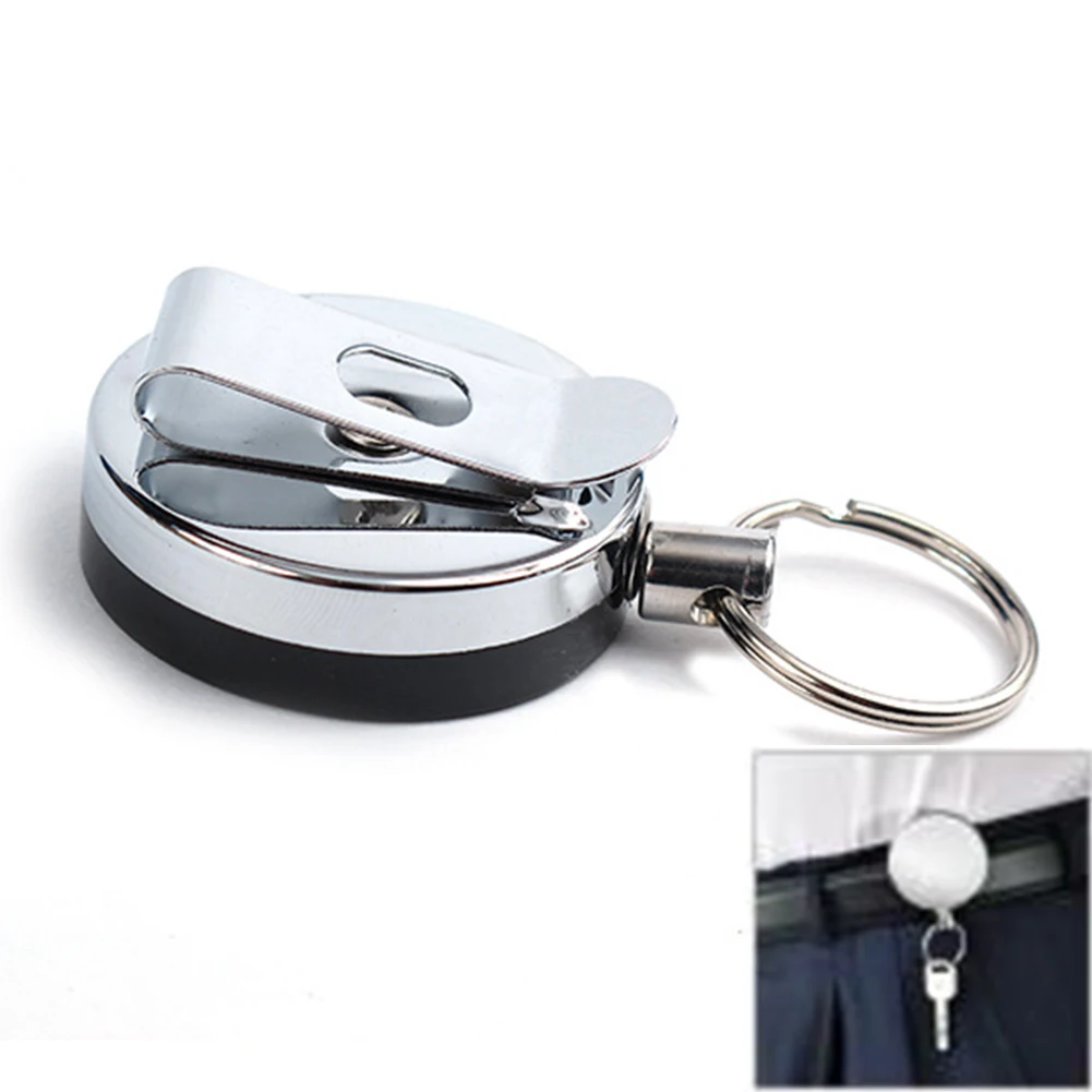 1xRetractable Recoil Key Ring Chain Pull Holder Reel Belt Clip Extend KeyringOutdoor Tools