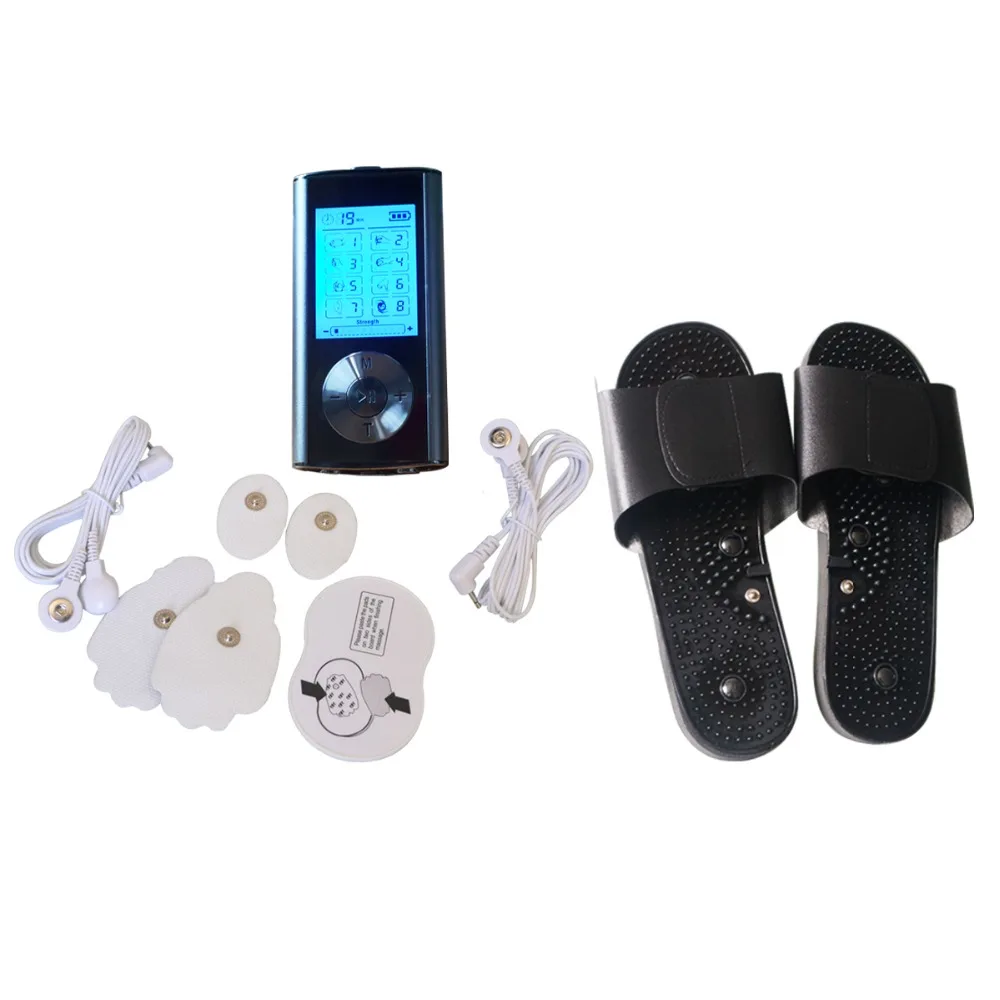 

Dual Output Tens Massager Electroic Pulse Acupuncture Muscle Stimulator Knee Pain Relief Device With A Pair Massager Slipper