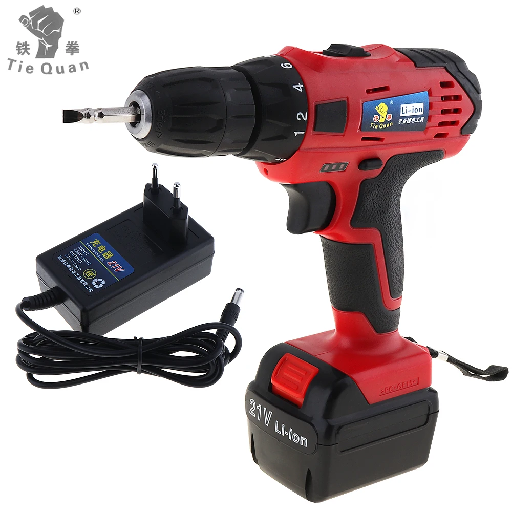 

Handling Screws / Punching AC 110 - 220V Cordless 21V Electric Drill / Screwdriver with Two-speed Adjustment Button