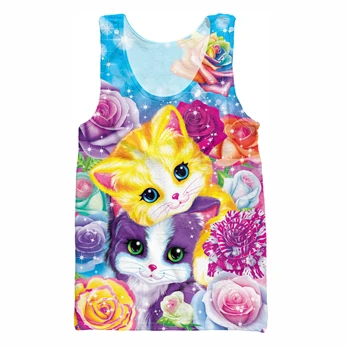 YX GIRL 2018 summer new style Cool vest Fashion Mens 3d Vest Cute animal Lisa Frank Print Unisex Casual Tank tops color as the picture