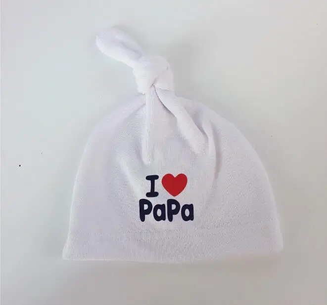 Фирменный Чепчик для сна для новорожденных, шапка с надписью «i love papa» для детей, шапка для девочек и мальчиков, хлопковая шапочка, шапочка для малышей - Цвет: papa white