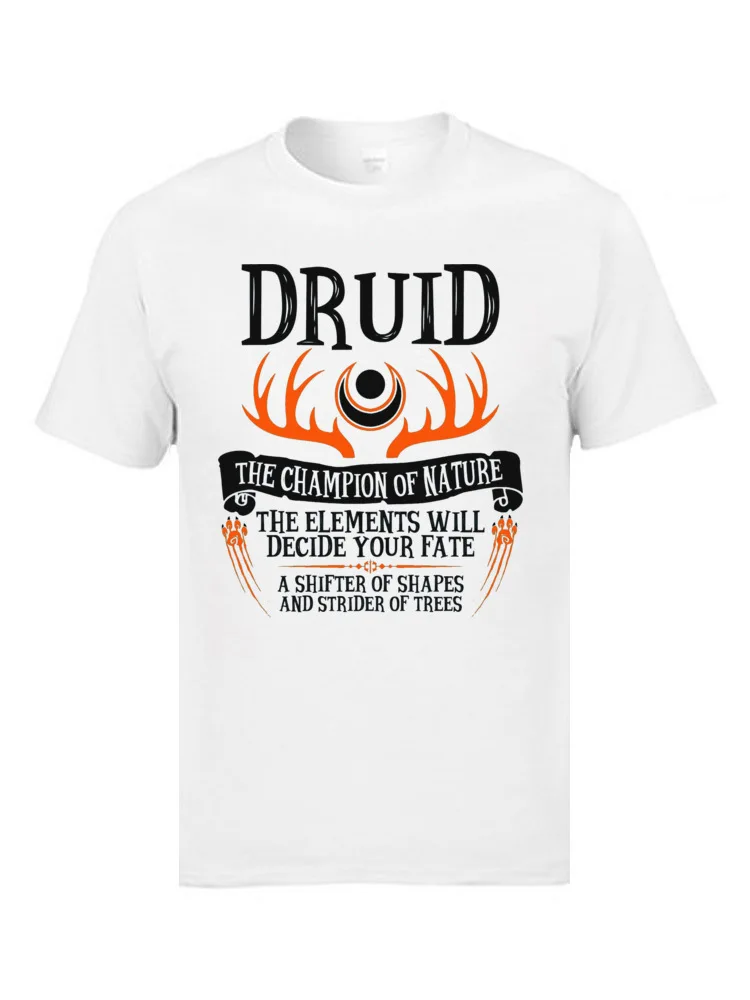 Family T Shirt Brand New Round Neck Printed On Short Sleeve Pure Cotton Mens Tshirts Design Tops Tees Drop Shipping DRUID THE CHAMPION OF NATURE   Dungeons & Dragons Black  13974 white