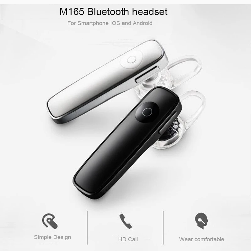

Reotgtu M165 Bluetooth 4.1 Headset Wireless Earphone with Microphone Music Playing Volume Adjustable for iPhone Xiaomi Samsung