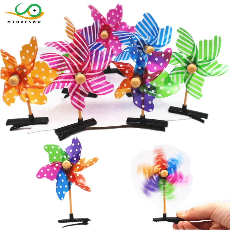 MYHOESWD 20Pcs lot Plastic Windmill Pinwheel DIY Hair Clips for Children Toys Spinner font b Home