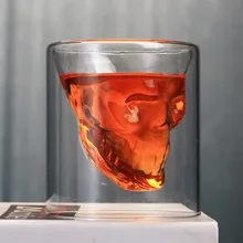 Череп костяного стекла Хрустальный Череп пивной крутой бар креативный двухслойный Прозрачный Стекло