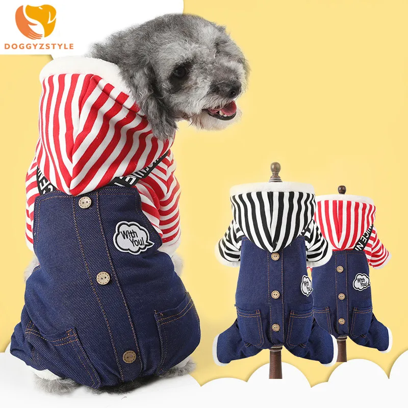DOGGYZSTYLE теплая одежда для собак мягкий полосатый комбинезон домашних животных