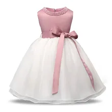 Платье для маленьких девочек на крестины, платье для маленьких принцесс, официальная праздничная одежда однотонные платья для маленьких девочек от 0 до 24 месяцев