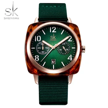 

SHENGKE Brand Women Sport Watch Top Creative Simple Unique Nylon Belt Female Wristwatch Casual Fashion Waterproof Clock for Lady
