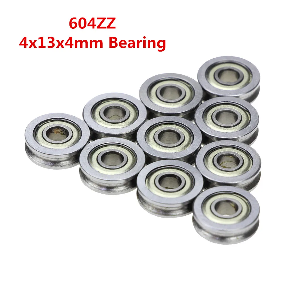 10PCS/lot 3D Printers Extruder Parts U-Groove Idler Pulley Belt Pulley Bearing U604ZZ u Ditch 604U 4*13*4mm