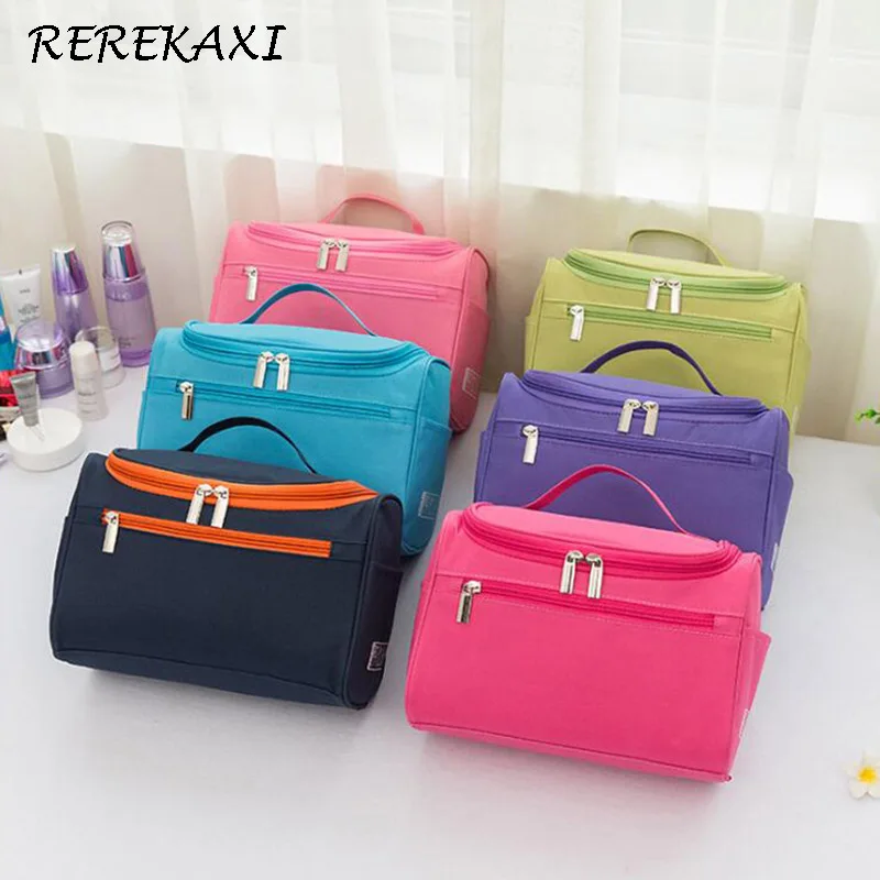 REREKAXI المرأة الرجال حقيبة مستحضرات تجميل ضد الماء كبيرة قدرة السفر المنظم حقيبة مستحضرات تجميل مستلزمات تخزين أكياس