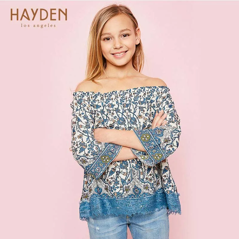 HAYDEN girls summer blouses striped shirt size 7 8 11 12 years cotton