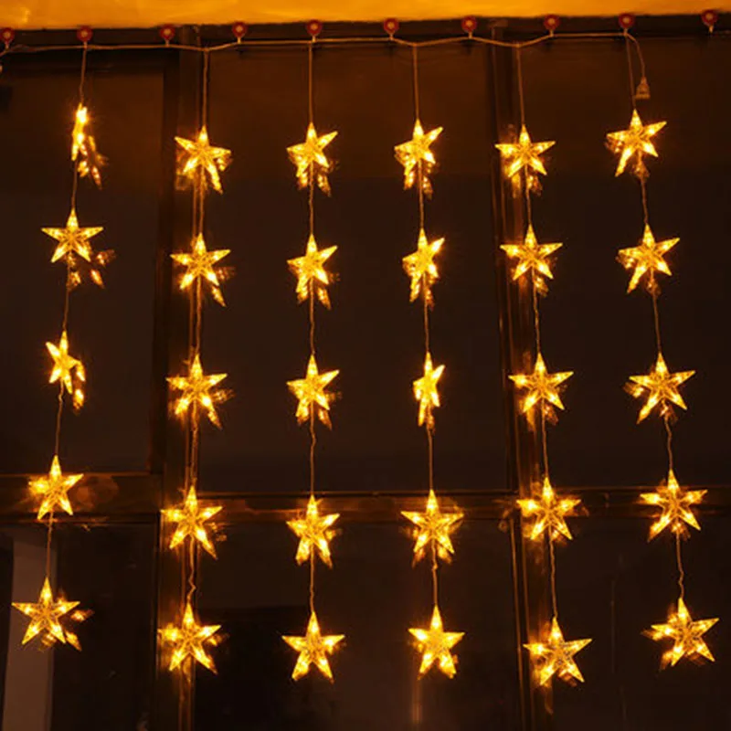 

SVELTA 1.5*1.5M 150 Bulbs LED Fairy Star Curtain Lights Gerlyanda Garland Christmas String Lights Decoration For Holiday Decor