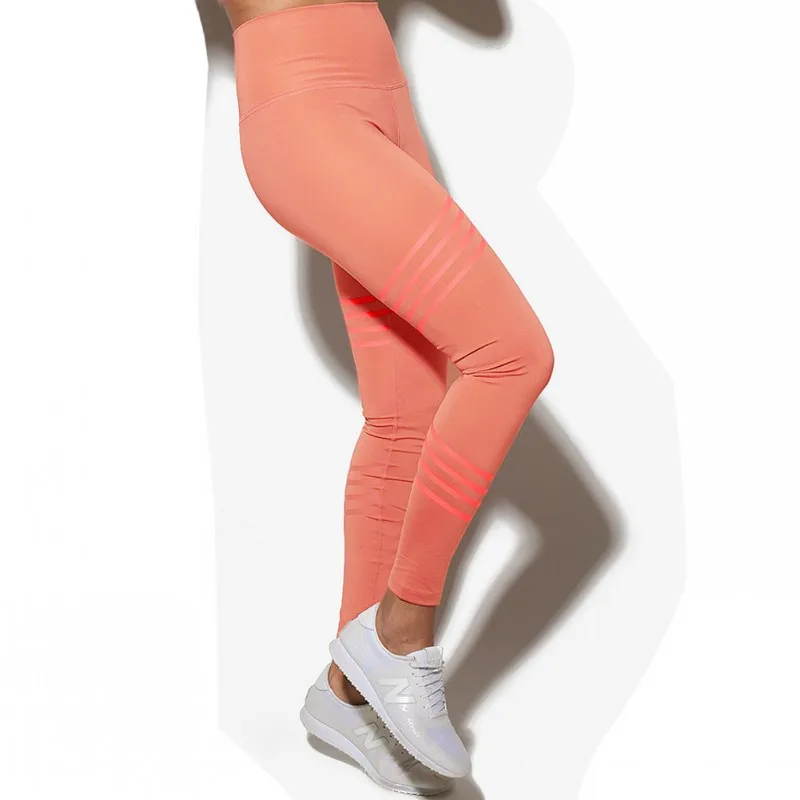 Высокая талия женские леггинсы для фитнеса тренировки Activewear брюки с принтом модный пэчворк Push Up Женский В Полоску Леггинсы