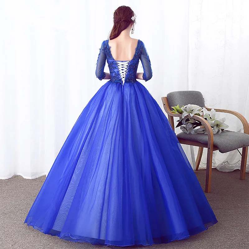 Ruthshen, Новое поступление, бальное платье, бальное платье, иллюзия, Королевский синий цвет, половина рукава, для вечеринки, выпускного вечера, платья, Vestido Debutante