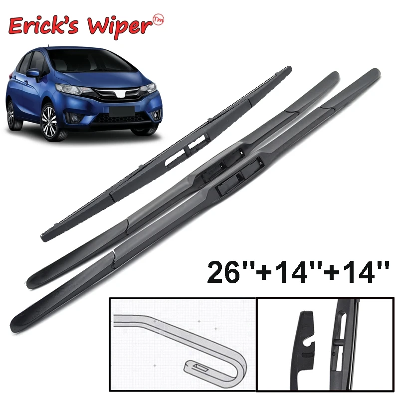 Erick's Wiper Front & Rear Wiper Blades Set Kit For Honda Fit Jazz MK2