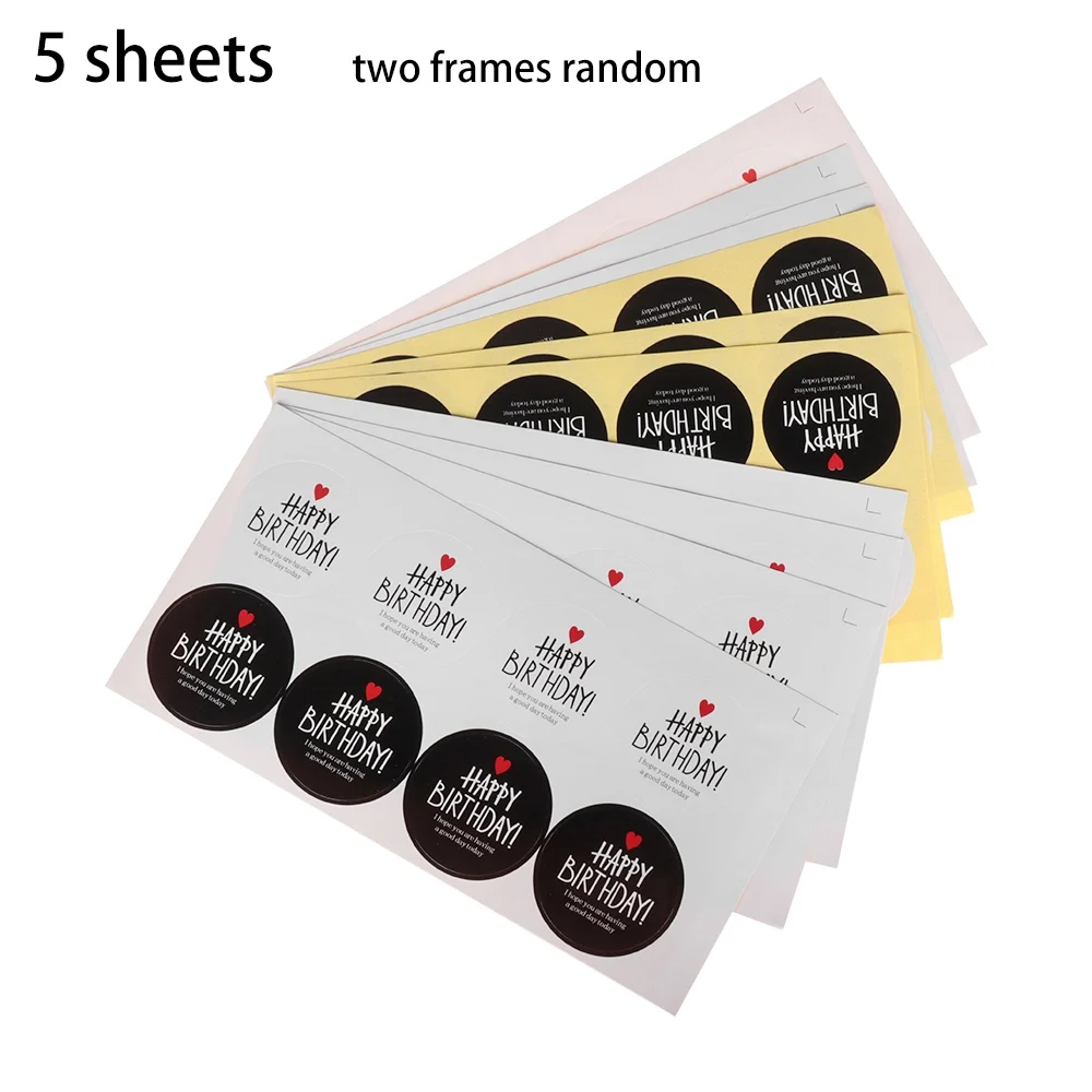 

5 sheet Black White Circular Series HAPPY BIRTHDAY Stamp Stickers Package Label Cards Craft Decor Handmade Kraft Tag
