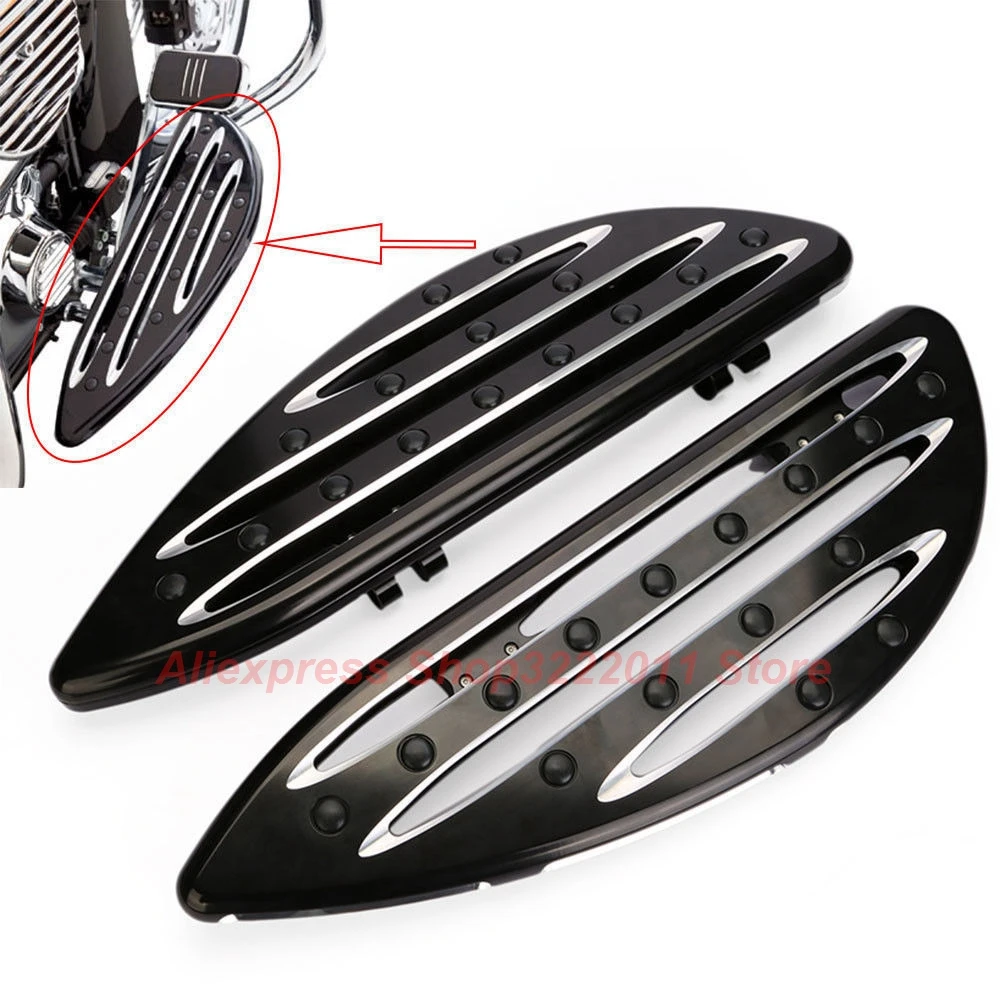 Heritage Classic CNC Black Deep Cut Driver Stretched Floorboard for Harley Softail Fat Boy FLH FLST FLD motorcycles parts pedal black cast chrome rear black passenger floorboards for harley flh flst fld