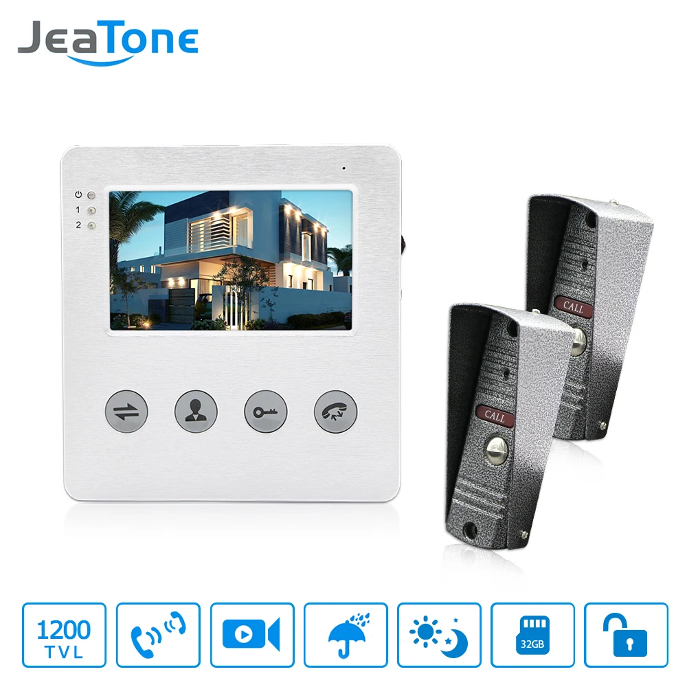 JeaTone 4'' Wired Video Door Phone Doorbell Home Security