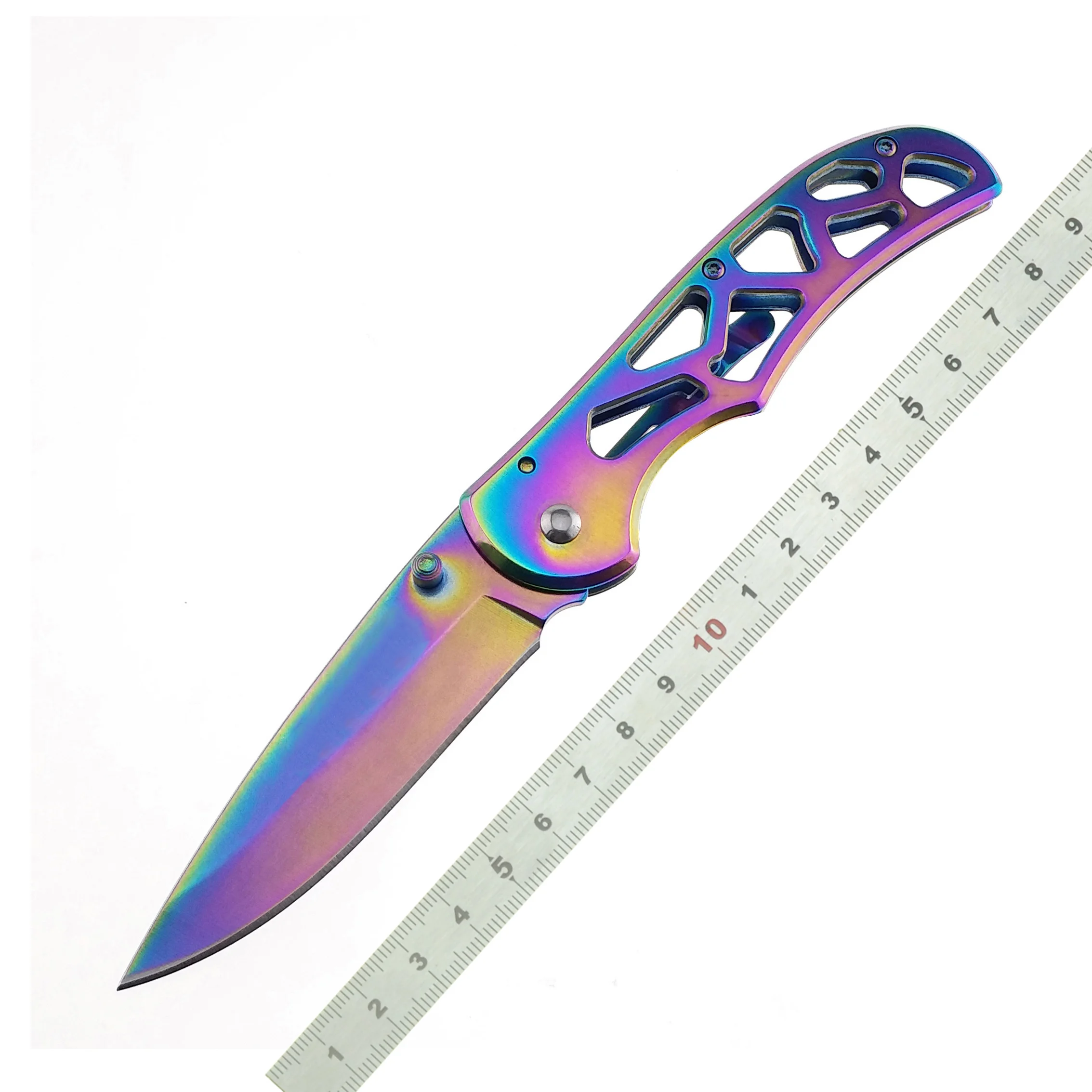 

X40 Rainbow Titanium stainless steel folding tactical knife outdoor hunting sharp blade knife survival rescue EDC tool