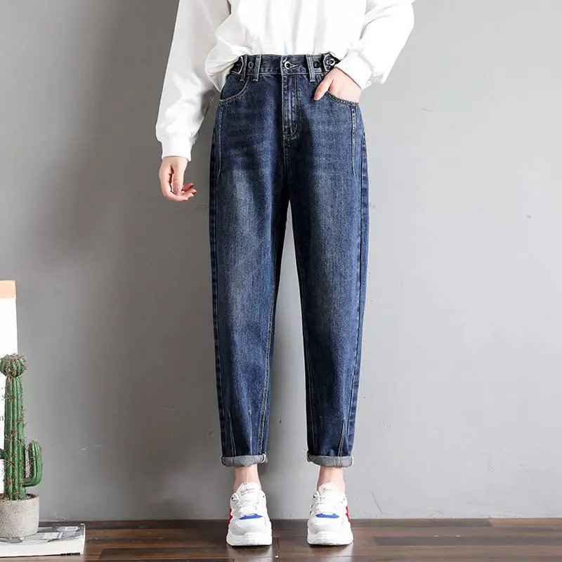 Vintage Plus Size Mom Jeans Casual High Waist Jeans Femme Denim Harem Pants Elastic Streetwear Boyfriend Jeans For Women Q1370 Vintage Plus Size Mom Jeans Casual High Waist Jeans Femme Denim Harem Pants Elastic Streetwear Boyfriend Jeans For Women Q1370