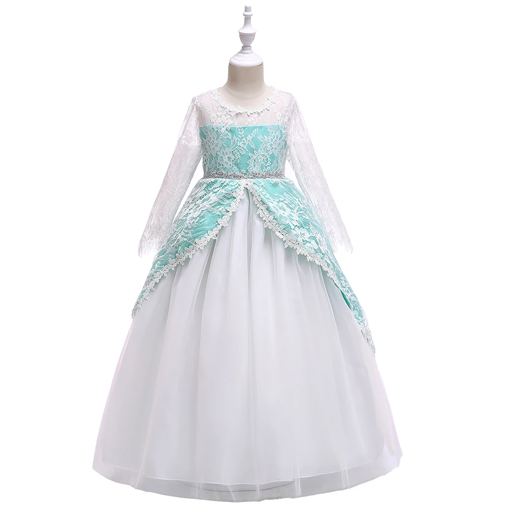 Элегантное детское платье принцессы с цветочным рисунком для девочек на свадьбу вечерние торжественные платья кружевное платье из тюля с бантом для выпускного вечера LP-209