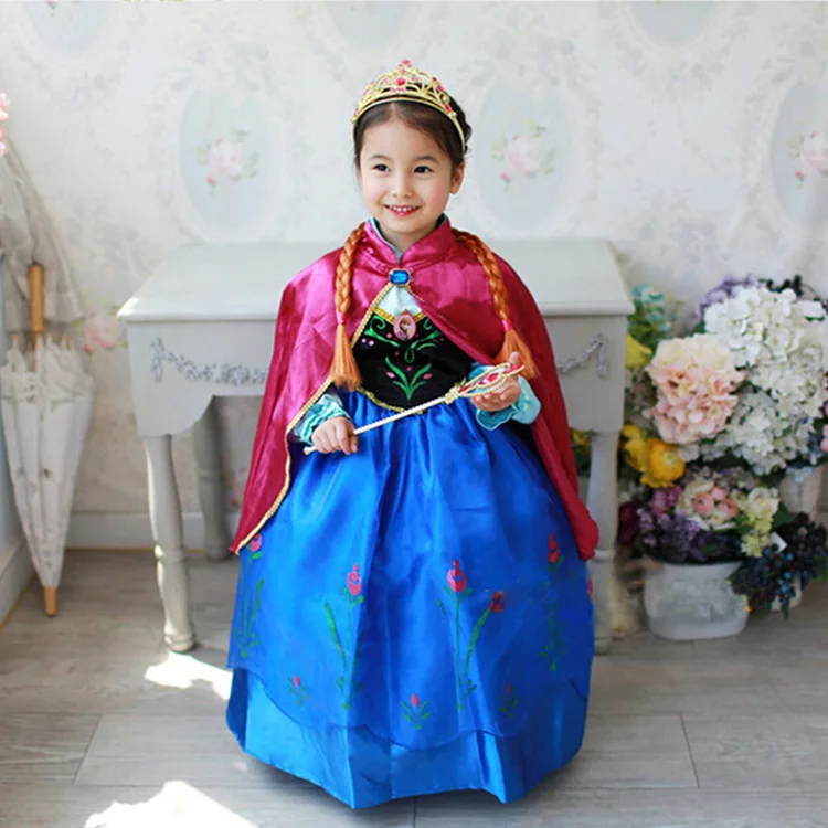 Новое Детское платье для девочек; летнее праздничное платье принцессы; детское платье для костюмированной вечеринки с героями мультфильмов; длинное платье Эльзы для девочек; нарядные костюмы Снежной Королевы - Цвет: F