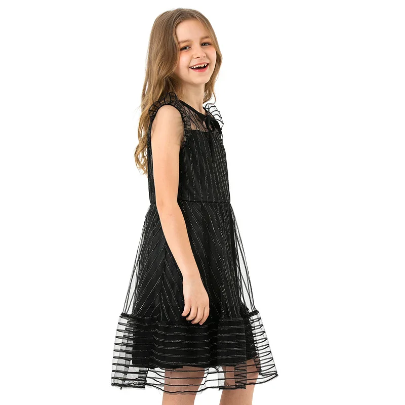 Модное платье для девочек-подростков г. Черное однотонное платье принцессы для дня рождения Элегантное платье без рукавов для девочек 6, 8, 10, 1214 лет