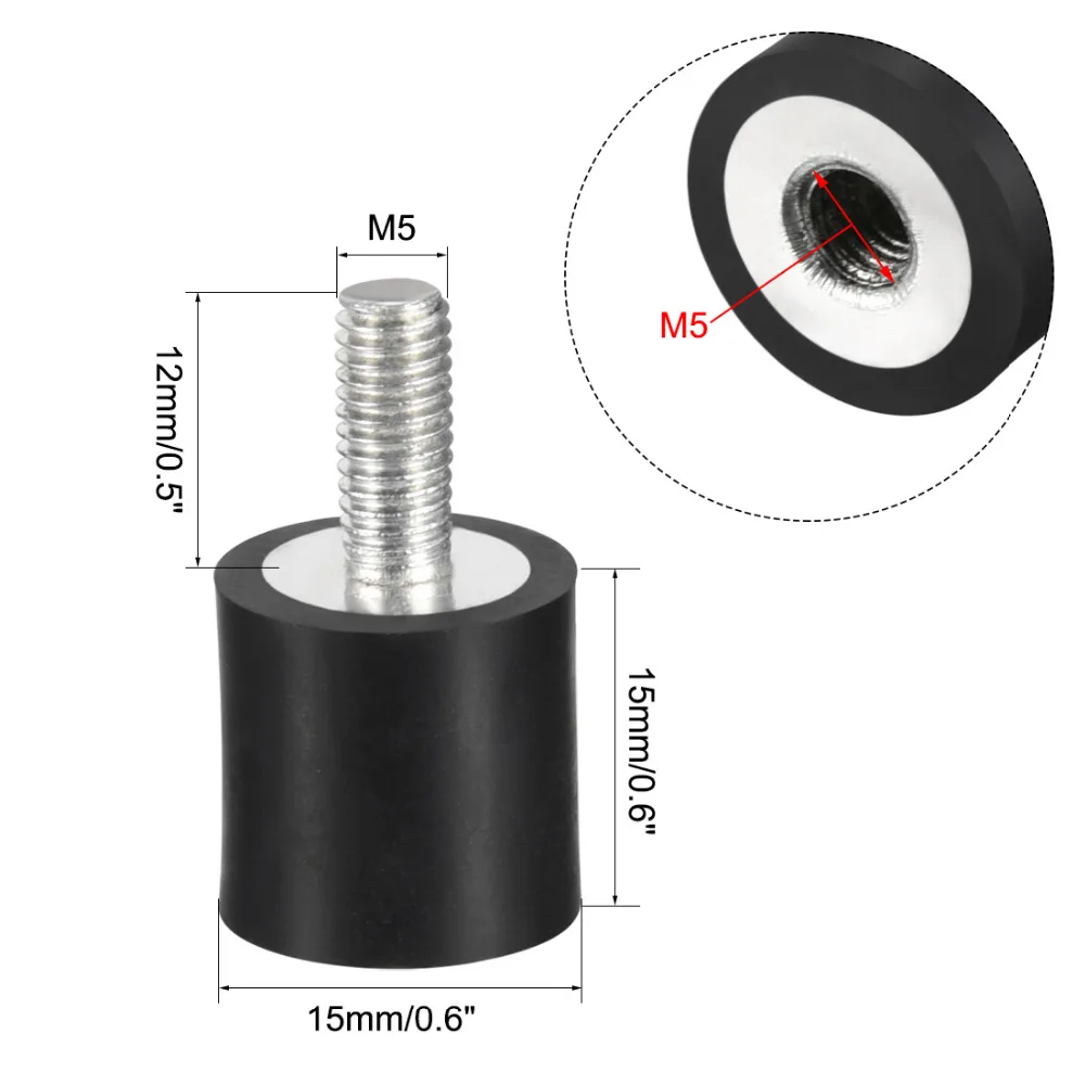 VD20*15 M6*18 Isolateur de vibrations damortisseur damortisseur damortisseur de chocs en caoutchouc de M8 M6 anti-vibrations