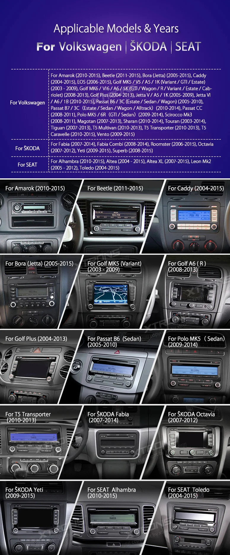Discount XTRONS 9" Android 8.0 Octa Core Car Player Radio GPS No DVD for VW Volkswagen Golf Plus Passat CC Touran Tiguan Sharan for Seat 4