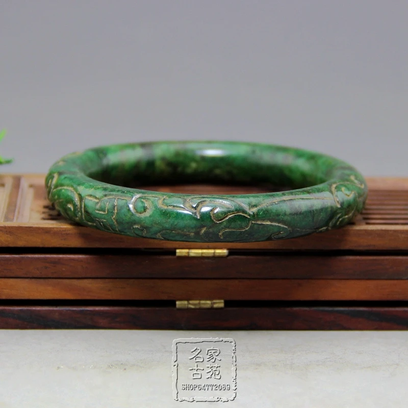 

Antique antique jade antique collection of crafts snowflake jade Circle Bracelet diameter 6.0CM