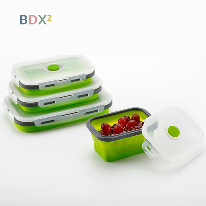 3pcs/set Silicone Microwave Box Food Bowl Foldable Kithen Container High Tempreture Resistant Lunch Fruit FDA | Дом и сад