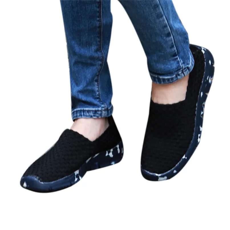 Comfortable Shoes Women Woven Flat Breathable Shallow Mouth Lazy Slip Resistant Leisure Sport Shoe Running Shoes Adult #2O24#F (7)