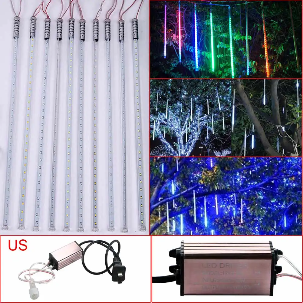 10 шт. Водонепроницаемый декоративные Метеоритный дождь Дождь трубки 2835 Гирлянды светодиодные свет w/us набор патио садовая лестницы