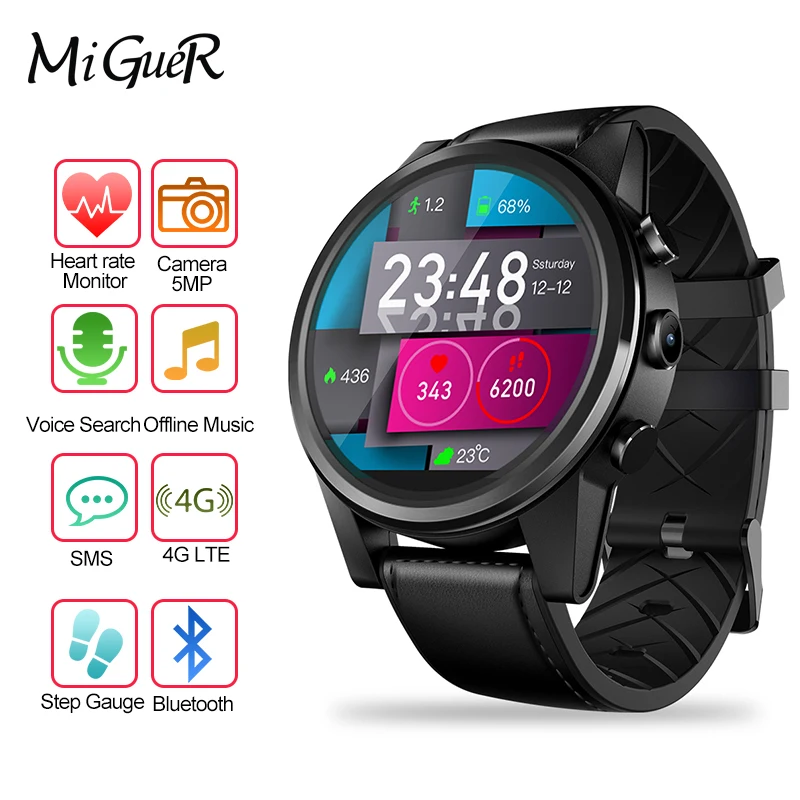 Zeblaze Thor 4 PRO 4G SmartWatch четырехъядерный 16 Гб 600 мАч 1,6 дюймов с кристаллами gps/ГЛОНАСС гибридные кожаные умные часы с ремнем мужские