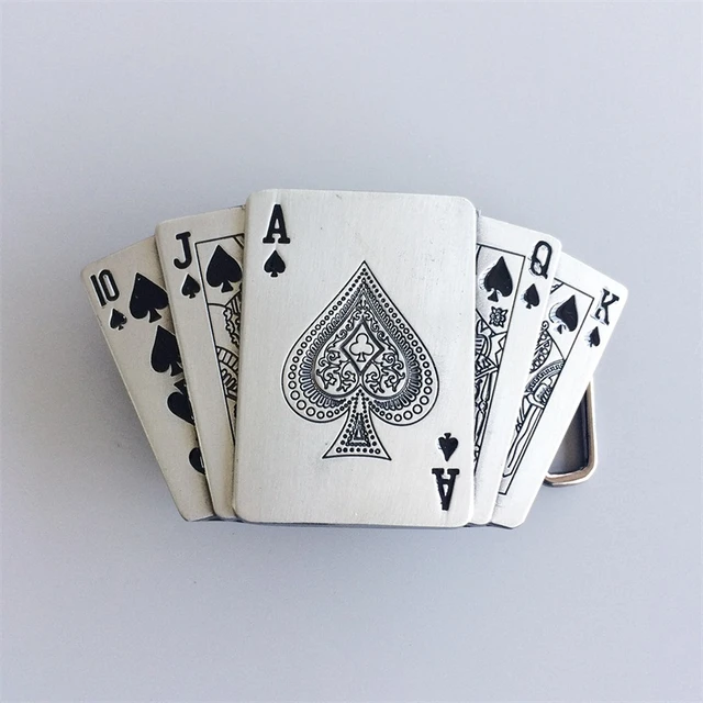 Poker Royal Flush Belt Buckle Lighter Holder WITH Ace of Spades LIGHTER