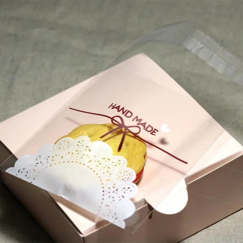Горячая 50/100 шт Симпатичные Шнуровка с бантиком Узел конфеты ручной работы сумка для печенья самоклеящиеся подарочные пакеты одежда для свадьбы, дня рождения упаковка сувениры