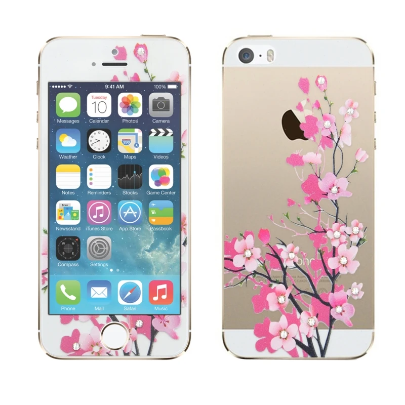 Для iPhone 5 5S 0 3 мм инкрустированный стразами цветное стекло всего тела передняя
