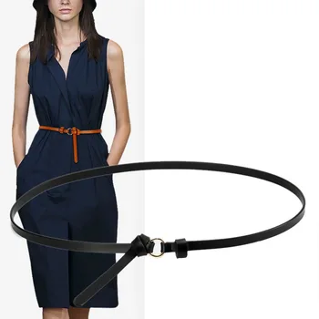 

Round Buckle Belts Female HOT Leisure Jeans Wild Belt Without Pin Metal Buckle Brown Leather Black Strap Belt Women