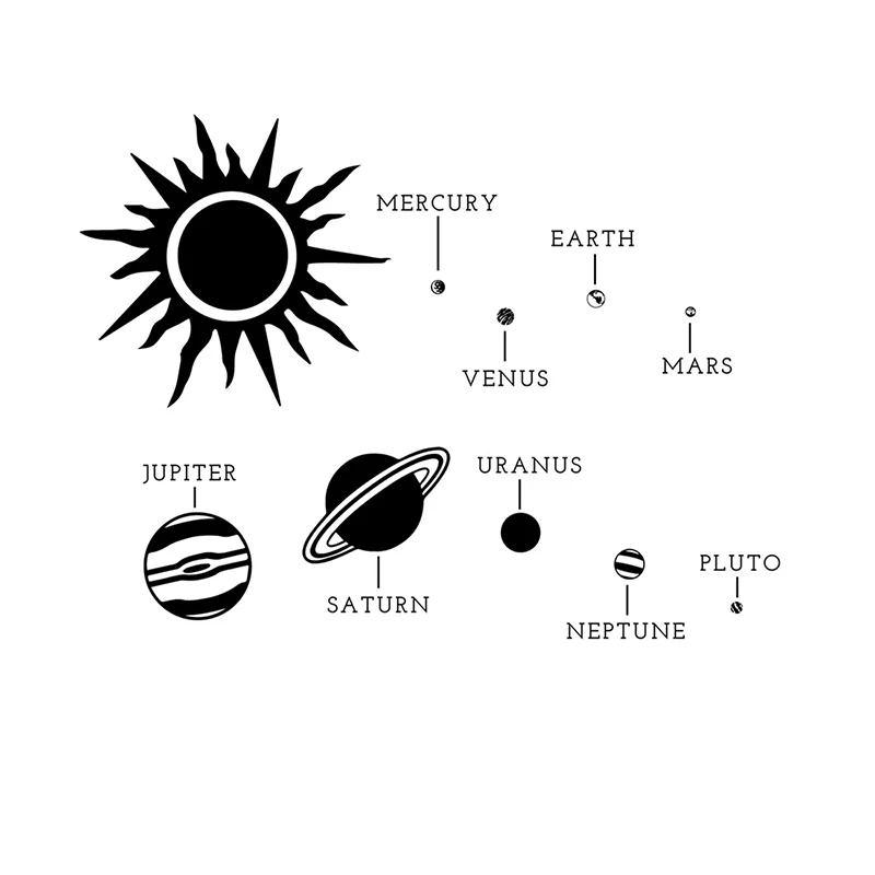 Солнечная система, наклейка на стену для подростков, спальни, виниловые художественные наклейки, игровая комната, настенный Декор для дома, земля, Марс, планета, космос, Настенная Наклейка D517