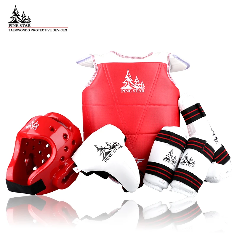 

1set 5pcs PINE STAR Taekwondo protectors groin guards chest guard arm leg protector ProForce shin headgear Helmet