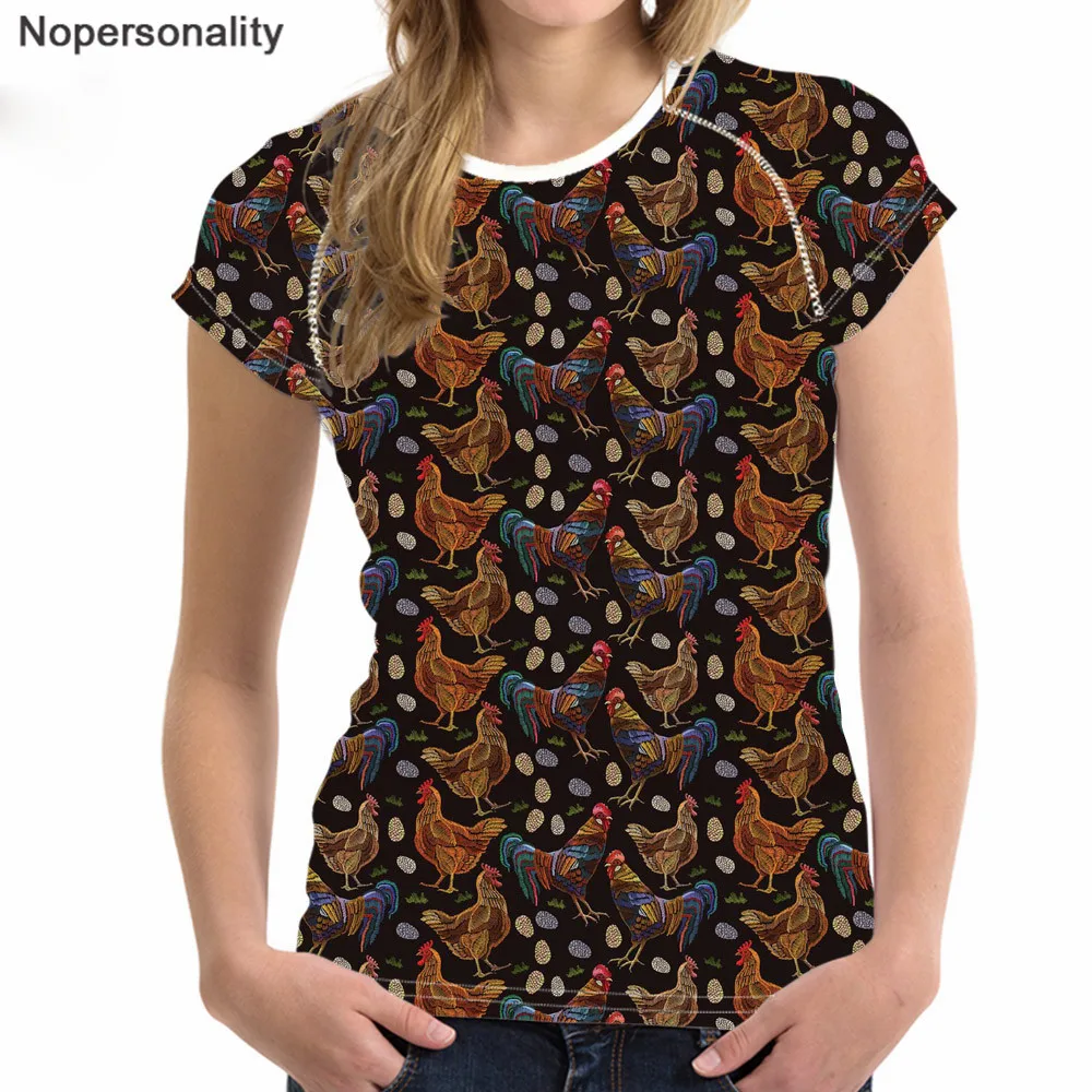 

Nopersonality Animal T Shirt Summer Women Tops 2019 Harajuku T-shirts Print Chicken Short Sleeve Plus Size Tee Shirt Femme