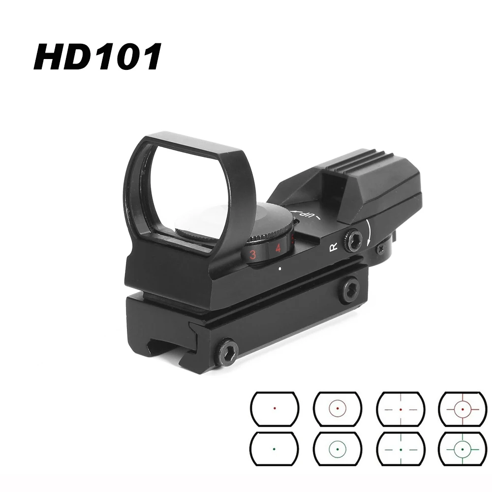 

Red Dot Sight Reflex 4 Reticle Tactical Scope Hunting AirGun Accessories 20mm Rail Riflescope Hunting Optics Holographic HD101