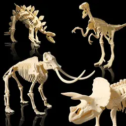 Динозавр мамонт, Трицератопс, Велоцираптор, Стегозавр скелет, откройте для себя собрать Скелет динозавров раскопки головоломки модели
