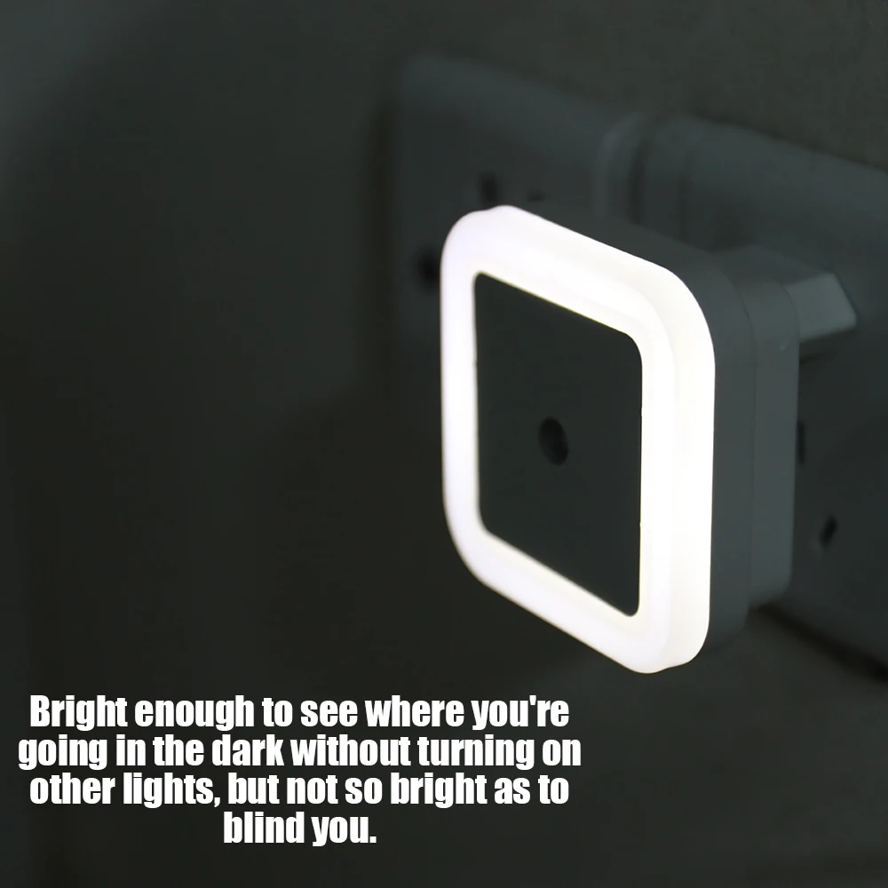 

Smart Intelligent Plug-in Energy-saving LED Night Light Lamp with Dusk to Dawn Sensor for Bathroom Bedroom Stairs Daylight