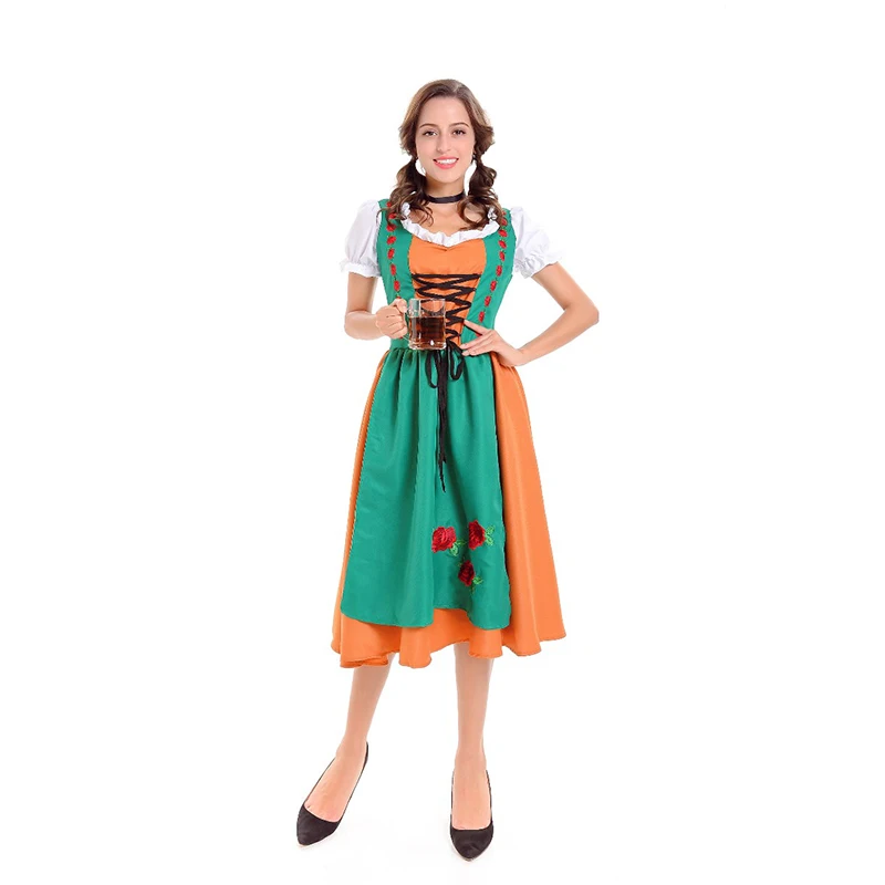 Oktoberfest Deguisement Disfraces Germany Beer Carnaval Dirndl Fancy Dress Sexy Short Sleeve Women Apron Maid Beer Girl Costume (2)