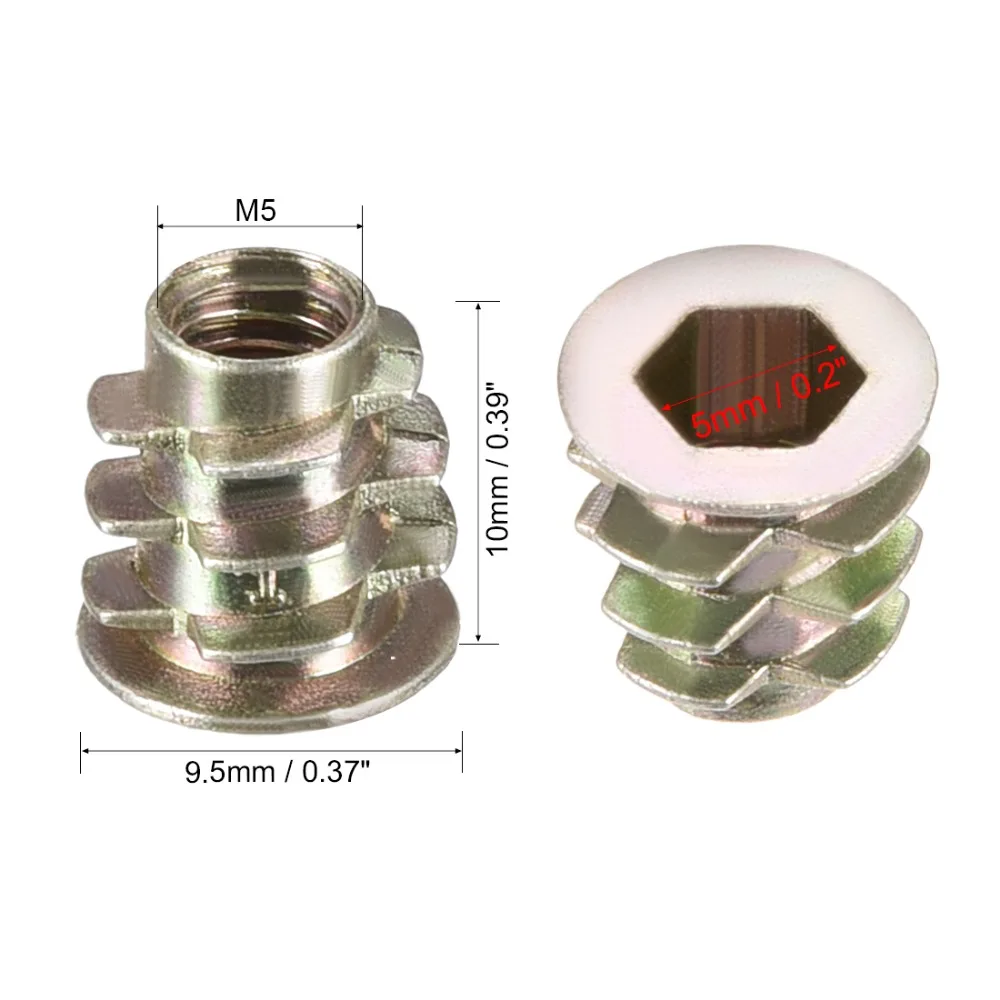 

Uxcell Hot 20pcs/lot M5x10mm M6x8mm M6x10mm Zinc Alloy Thread Hex Socket Furniture Nut For Wood Insert Nut Hex Drive Head