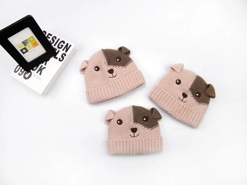 Для маленьких мальчиков и девочек Шапки новорожденных Подставки для фотографий для детей осенне-зимние шапки Пёс из мультфильма дизайн для детей baby muts KF241