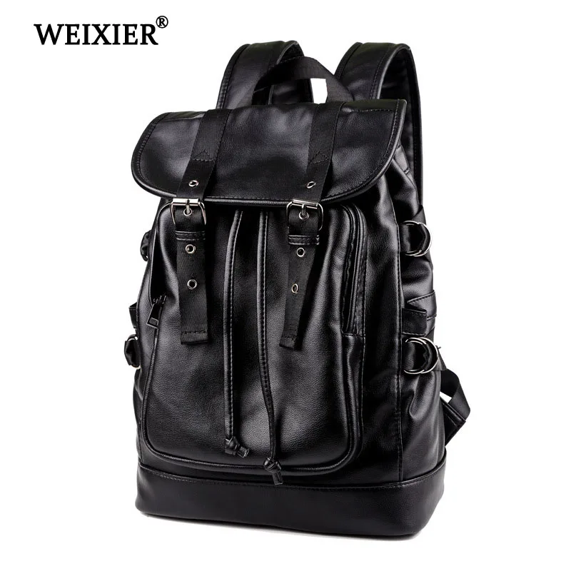 mens leather drawstring backpack