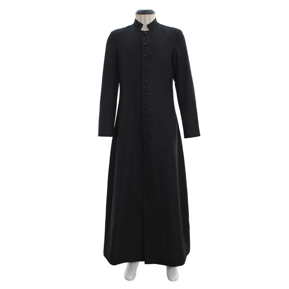 

Cosplaydiy Women's Style Wicca Pagan Ritual Robe Costume Clergy Cassock Roman Orthodox Long Tabard Single Breasted Button Robe